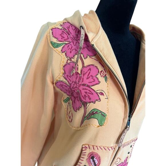 Ruff Hewn hoodie sweatshirt with applique and embroidery, women's size S - Picture 2 of 11